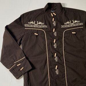 White Diamonds Kid's Banded Collar Embroidered Western Vaquero Rodeo Shirt sz 6